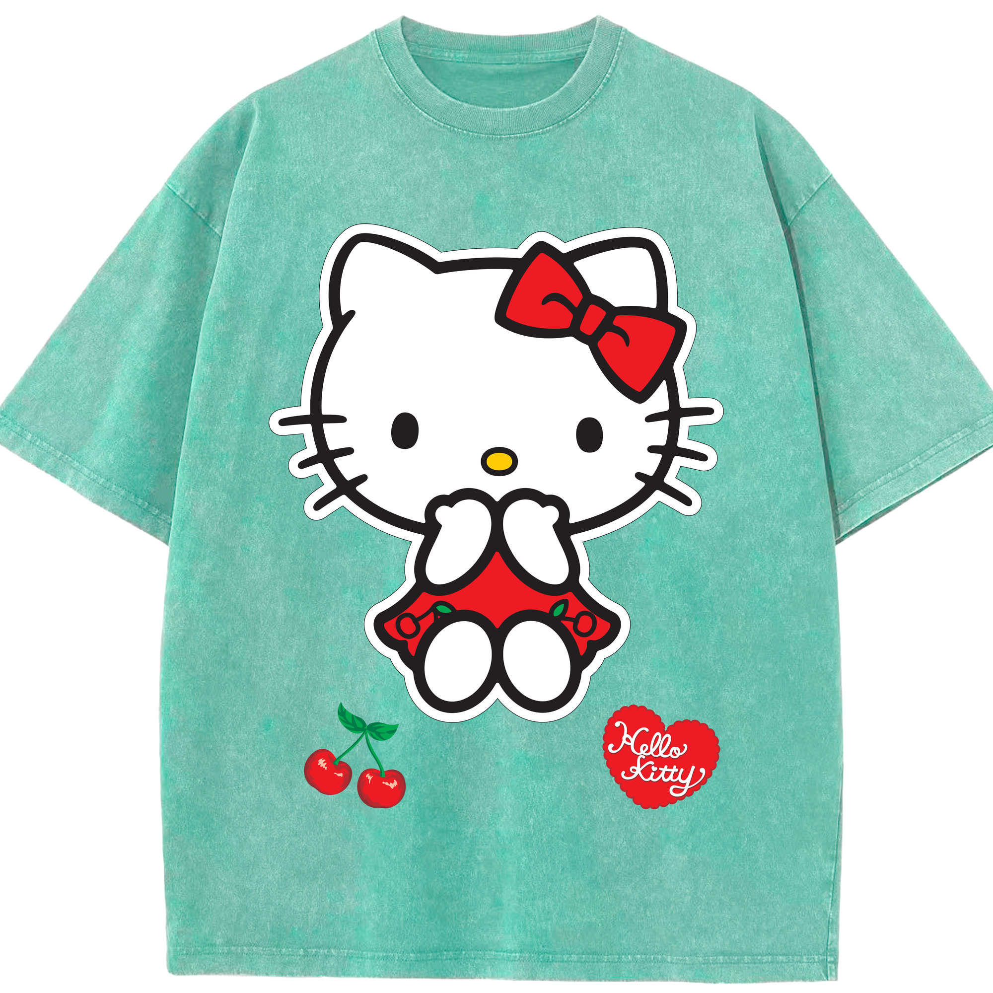 （画像用） Hello Kitty ハローキティ 綿100% ヴィンテージ風 半袖Tシャツ（フロントプリント）